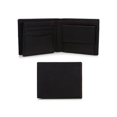 Designer black leather stitched wallet
